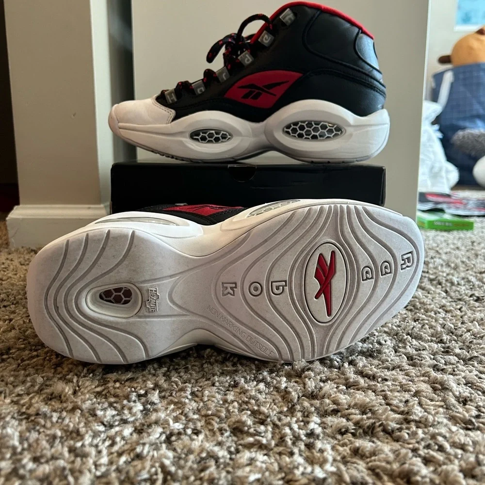 REEBOK QUESTION MID JAMES HARDEN ALLEN IVERSON BLACK RED‎ WHITE FZ1365 SIZE 6.5